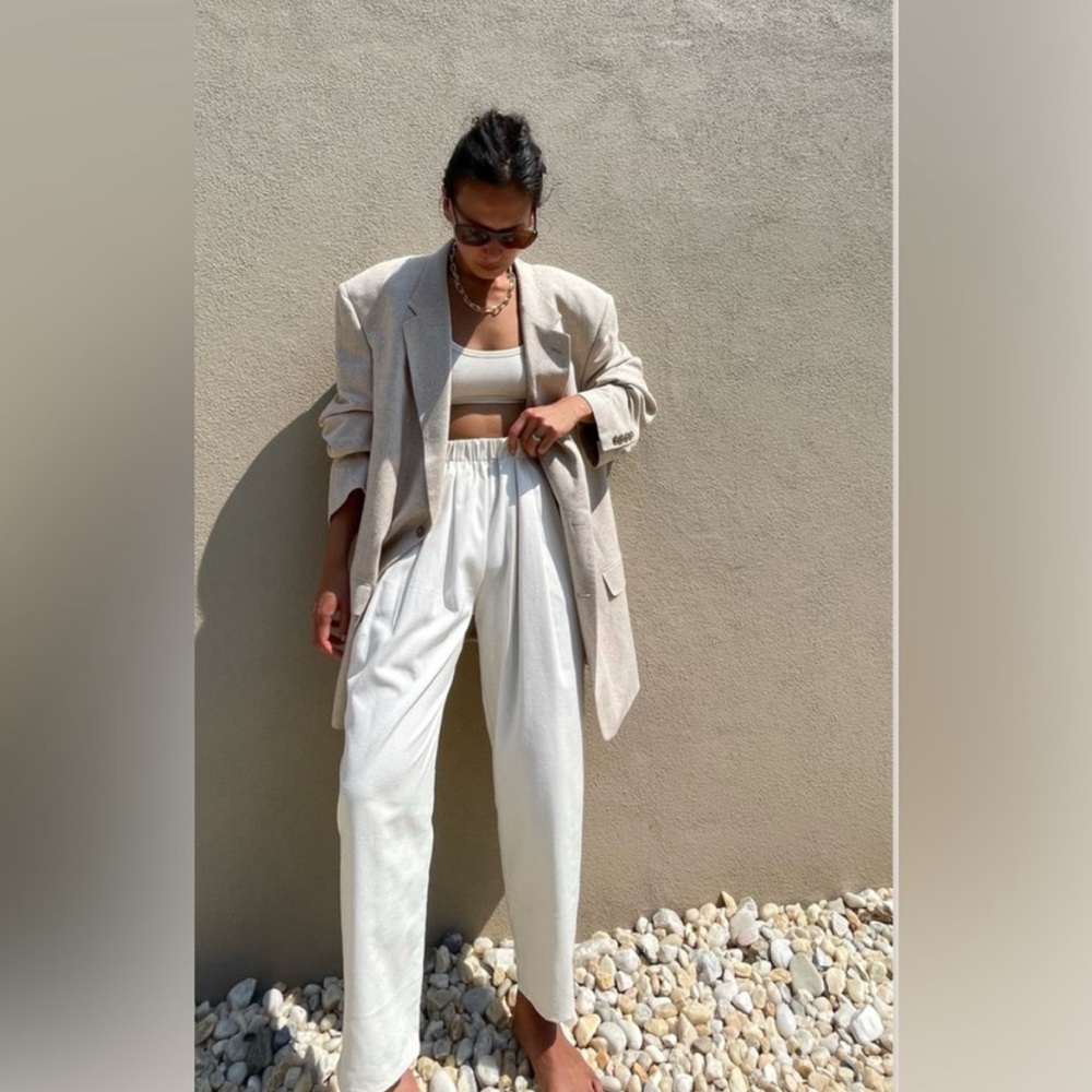 Like New NA NIN Lena Raw Silk Pants In Cream Size XS
